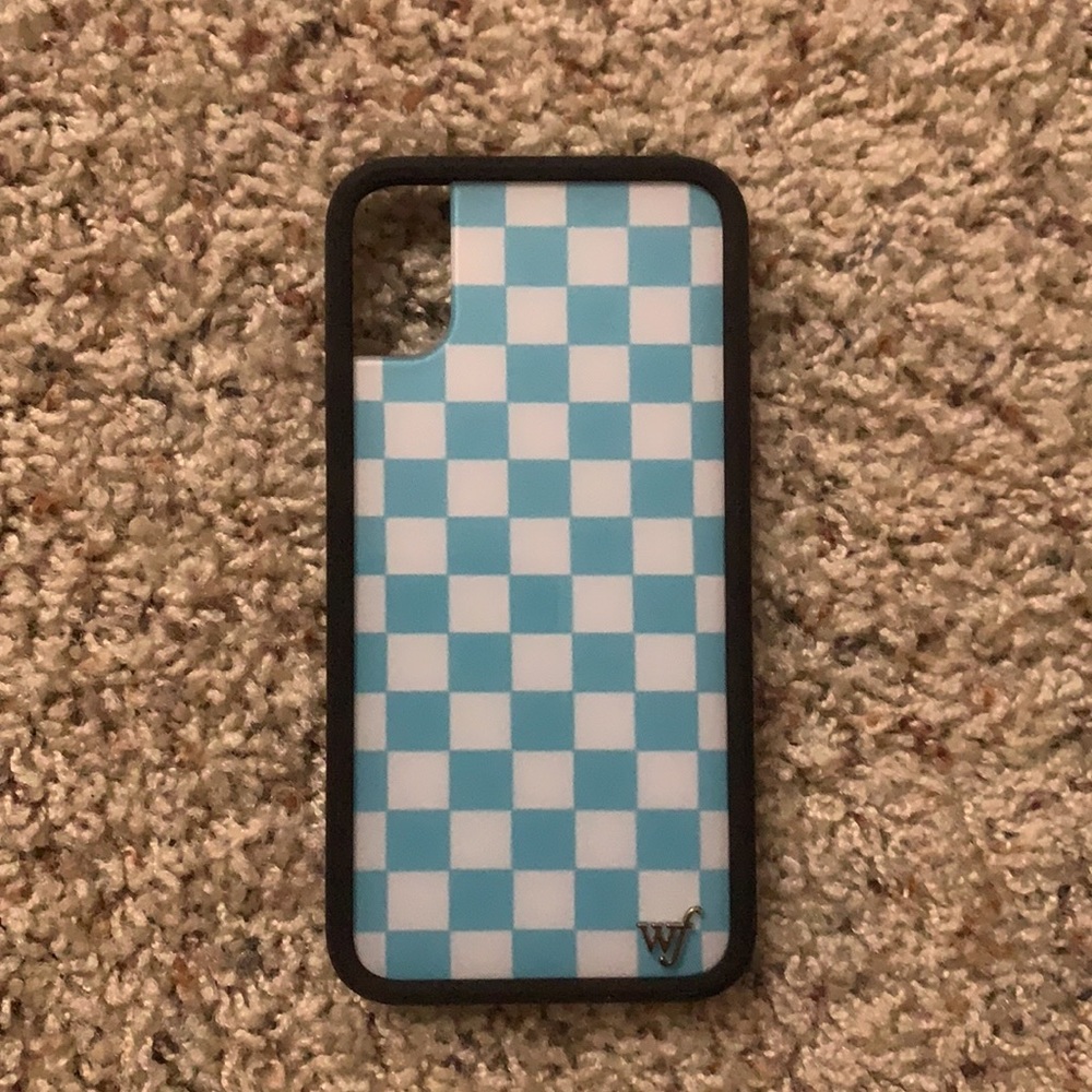 Wildflower Blue Checkered iPhone XS Phone Case